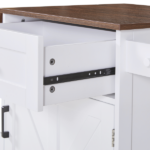 39.3" Farmhouse Kitchen Island with Drop Leaf, Kitchen Storage Island with Open Side Rack, One Drawer, Towel Rack, Rolling Kitchen Cart with Lockable Wheels for Lawn Garden, White - Image 28