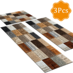 Three-piece kitchen rug set, non-slip and washable, abstract pattern kitchen hallway rug, soft and comfortable, suitable for sinks, floors, entrances, hallways and bathrooms. - Image 2