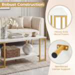 2-Tier Modern Coffee Table with Open Storage Shelf for Living Room & Robot Vacuum Friendly - Image 3
