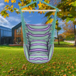 Distinctive Cotton Canvas Hanging Rope Chair with Pillows Green - Image 17