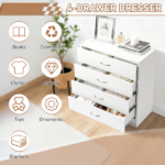 MDF Wood Simple 4-Drawer Dresser White - Image 13