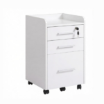 White 3 Drawer Mobile File Cabinet – for Office Document Organization, Lockable, Edged Top, Rolling - Image 2