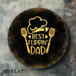 CIFbuy 1pc 2D Flat Round Sign Best Flippin Dad Retro Plaque, "Retro Plaque, 8x8in Kitchen Barbecue Decor" Decor, Father's Day Gift for Dad Garage Bar W TikTok, Tok, temu Self-pickup Logiarics - Image 4
