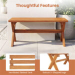 36" Teak Oil Hardwood Backless Garden Bench, 660 LBS Load Capacity 2-Person Outdoor Bench - Image 6