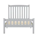 Twin Single-Layer Wooden Bed Vertical Decorative Strips Curved Headboard and Footboard Bed Frame Painted Pine Bed Frame 79.33*42.52*38.98in Grey - Image 2