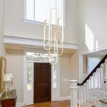 High Ceiling Chandelier Modern LED Ring Pendant Light 3 Color Dimmable Gold Chandeliers Contemporary 78in Hanging Light Fixture with Remote Control for Foyer Entryway Staircase - Image 5