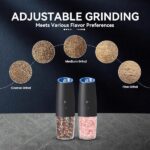 2 Pcs Rechargeable Electric Salt and Pepper Grinder set, Gravity Electric Salt Pepper Mills with Adjustable Roughness & LED Light, Automatic Pepper Shakers (Amazon Logistics bans Wal Mart platform) - Image 6