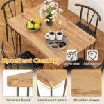 5-Piece Industrial Dining Table Set for 4, Rustic Oak Kitchen Table with 4 PU Leather Chairs - Image 10