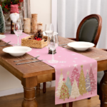 Christmas Table Runner 13x72 Inch, Xmas Trees Snowflakes Holiday Decorative Farmhouse Table Decoration for Kitchen Dinning, Indoor Outdoor Dinner Party Decor - Image 2