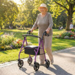 2-in-1 Rollator Walker with Seat (Purple), 8-Inch Large Wheels & Versatile Braking System, Adjustable Height - Image 2