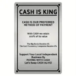CIFbuy 2D Flat Aluminum Art Cash Is King Brushed Metal Sign 8x12 Inches Wall Decor For Room (TikTok, temu pick-up service)