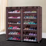 6-Row 2-Line 12 Lattices Non-woven Fabric Shoe Rack Coffee - Image 8
