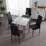4pcs Elegant Assembled Stripping Texture High Backrest Dining Chairs Black Replace encoding 13028198-18410366 - Image 69