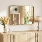 Anti-Fog Bathroom Wall Mirror – 32" x 40" Shatterproof Vanity Mirror with Rectangular Metal Frame, Gold(Shipment from Walmart)
