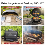 Portable Outdoor Grill Table Cart, Foldable Grill Cart with Wheels, Food Prep Table with Bottle Opener, Seasoning Tray, Rubbish Bag Holder, Black - Image 8