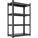 4-Tier Adjustable Multi-Functional Storage Rack, Garage Organizer with Adjustable Shelves, Black - Image 2
