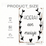 CIFbuy 1pc Wrought Iron Wall Art HOERA! Een Meisje Dutch Baby Girl Metal Sign, 8x12in Heart Motif Plaque For Nursery Decor TikTok, TikTok, Self-pickup Logiopics - Image 4