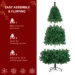 7ft 881 Branch Half Christmas Tree with 230LED Lights PVC Branch Iron Bracket Tender Green Christmas Tree - Image 5