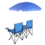 Same Code 57651919 Portable Outdoor 2-Seat Folding Chair with Removable Sun Umbrella Blue - Image 17