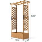 Raised Garden Bed with Trellis, Hanging Roof, Planter Box, Drainage Holes, Vertical Plant Container for Vine Climbing Plant Flower, Standing Wood Planter for Garden Patio Yard, Teak - Image 2