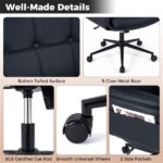 5-Position Adjustable Armrest Criss Cross Chair, Cat Scratch Leather Swivel Desk Chair with Side Pockets - Image 5