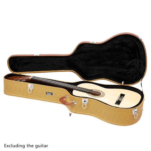 Replace 46540529 41" Folk Guitar Hardshell Carrying Case Fits Most Acoustic Guitars Microgroove Flat Yellow