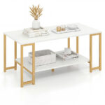 2-Tier Modern Coffee Table with Open Storage Shelf for Living Room & Robot Vacuum Friendly - Image 2