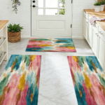 Three-piece kitchen rug set, non-slip and washable, abstract pattern kitchen hallway rug, soft and comfortable, suitable for sinks, floors, entrances, hallways and bathrooms. - Image 9