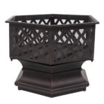 22" Hexagonal Shaped Iron Brazier Wood Burning Fire Pit Decoration for Backyard Poolside - Image 25