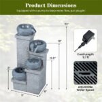 4-Tier Cascading Water Fountain with Warm White LED Lights Resin Indoor Outdoor Water Feature - Image 7