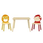 Kids Table and 2 Chairs Set, 3 Pieces Toddler Table and Chair Set, Wooden Activity Play Table Set (Lion&Monkey)-Does not support self pick up - Image 9
