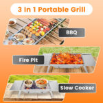 Foldable Charcoal BBQ Grill Stainless Steel Grill Net Easy Setup Portable Tabletop Barbecue Grill for Camping Picnic Outdoor Party Backyard - Image 10
