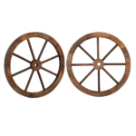 [Same Code 95885929]2pcs 24-Inch Old Western Style Garden Art Wall Decor Wooden Wagon Wheel Brown - Image 2
