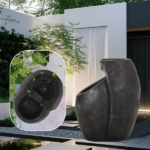 Backyard Water Fountain – 21.5” Tall Floor Standing Fountain, Indoor/Outdoor Modern Two-Tier Waterfall for Garden, Patio, or Yard Décor - Image 4