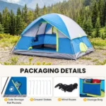 4 Person Waterproof Camping Tent with Rainfly, Easy Setup Dome Tent with Mesh Windows & Skylights, Lightweight Portable Tent for Outdoor Camping, Festivals & Backyard, Blue (Shipment from Walmart) - Image 4