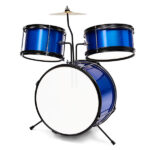 14"x10" 3-Pieces Junior Kids Drum Set Kit Pedal Drum Stick Wrench Drum Stool Dark blue