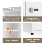 34.6"H Metal Locker Storage Cabinet with Lock, Small Lockable Employees Locker with Adjustable Shelf & Feet, Steel Single Door Lockable Cabinet for Home, School, Office, Gym (White) - Image 7