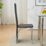 Same Code 02878244 5 Pieces Dining Table Set for 4, Kitchen Room Tempered Glass Dining Table, 4 Chairs, Black Table legs are silvery - Image 20