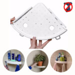 Bathroom Wall Corner Shelf Organizer, Kitchen Corner Storage Rack Non-Marking Shelf with Hooks, Easy to Install (White, One Size) - Image 2