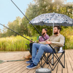 Portable Outdoor 2-Seat Folding Chair with Removable Sun Umbrella Coconut Tree - Image 9