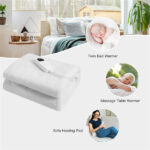 71 x 31 Inch White Massage Bed Warmer Heating Pad with 5 Heat Settings Machine Washable Design - Image 6