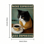 CIFbuy Vintage Metal Wall Art More Espresso Less Depression" Poster, Rustproof UV Resistant Unframed 2D Flat Decor Less DepikTok, Less DepikTok, t Self-pickup Logiopics - Image 2