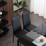 4pcs Elegant Assembled Stripping Texture High Backrest Dining Chairs Black Replace encoding 13028198-18410366 - Image 34
