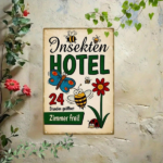 CIFbuy 1pc Retro Insect Hotel Tin Sign, Vintage Cartoon Bug Butterfly Bee Metal Wall Art, Nostalgic 2D Flat Decorative Sign 20cm TikTok, TikTok, m Self-pickup Logiopics - Image 6