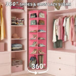 7-tier, 360° rotating wood-plastic composite shoe rack, 60*60*184cm, pink - Image 11