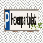 CIFbuy Vintage Witch Parking Lot Metal Tin Sign, Wall Art With Blue P Icon & Black German Text, Text, Retro Garage Decor For Home MeikTok, MeikTok, ck German Text Self-edckup Logiopmecon & - Image 7