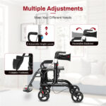 Practical Folding Rolling Walker Transport Wheelchair - Image 5