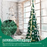 7 FT Fully Decorated Pre-lit Christmas Tree, Pop Up Artificial Xmas Tree with 200 Warm Lights Remote Control and Godlen & Silver Ornaments for Home Office Store Holiday Deco - Image 4