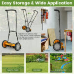 14 Inch Push Lawn Mower with Grass Catcher Bag -Orange - Image 7