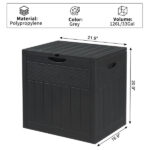 33gal Square Wood & Rattan Plastic Garden Storage Box Gray - Image 4